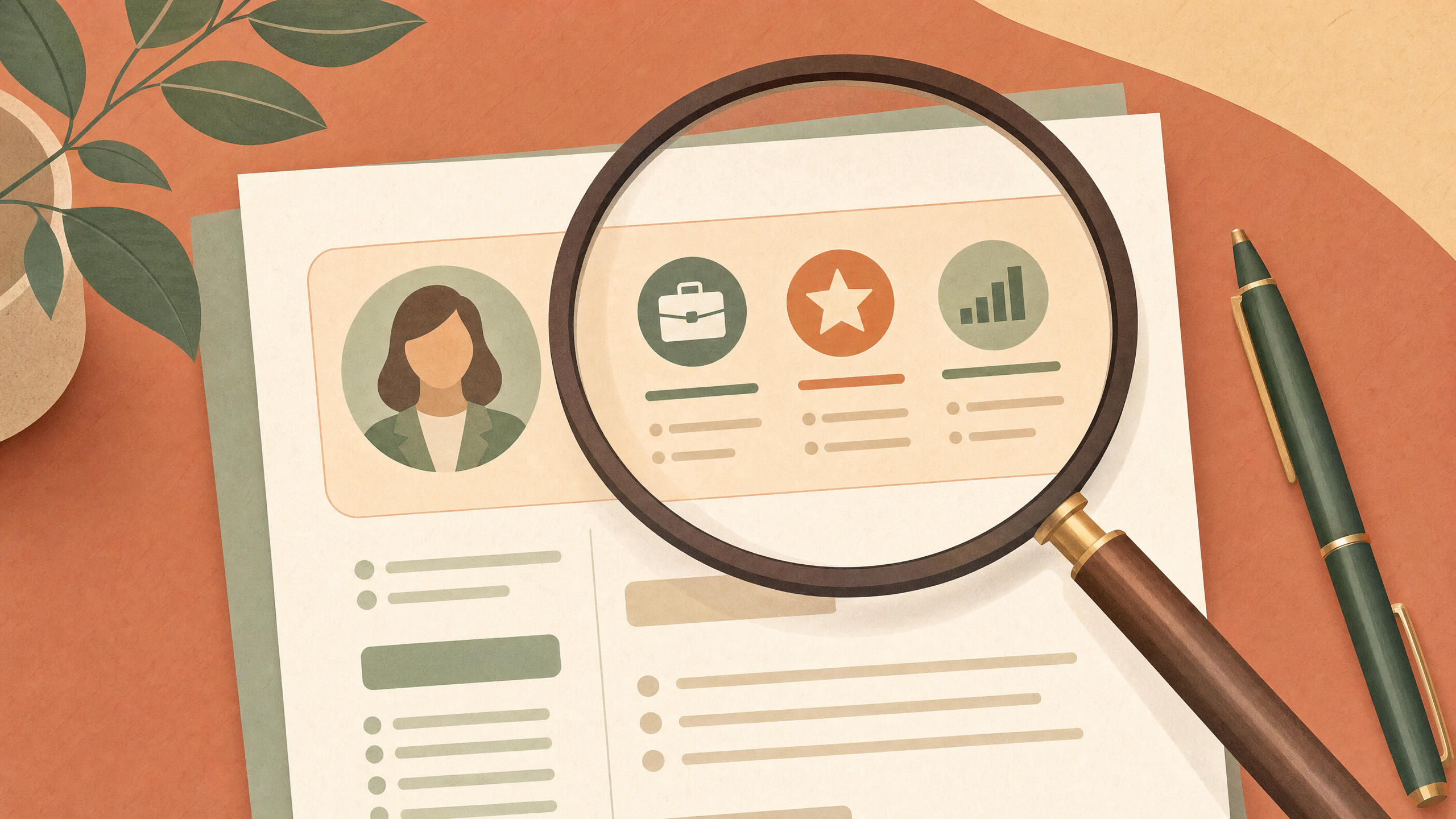 Illustration of a resume with the profile section highlighted