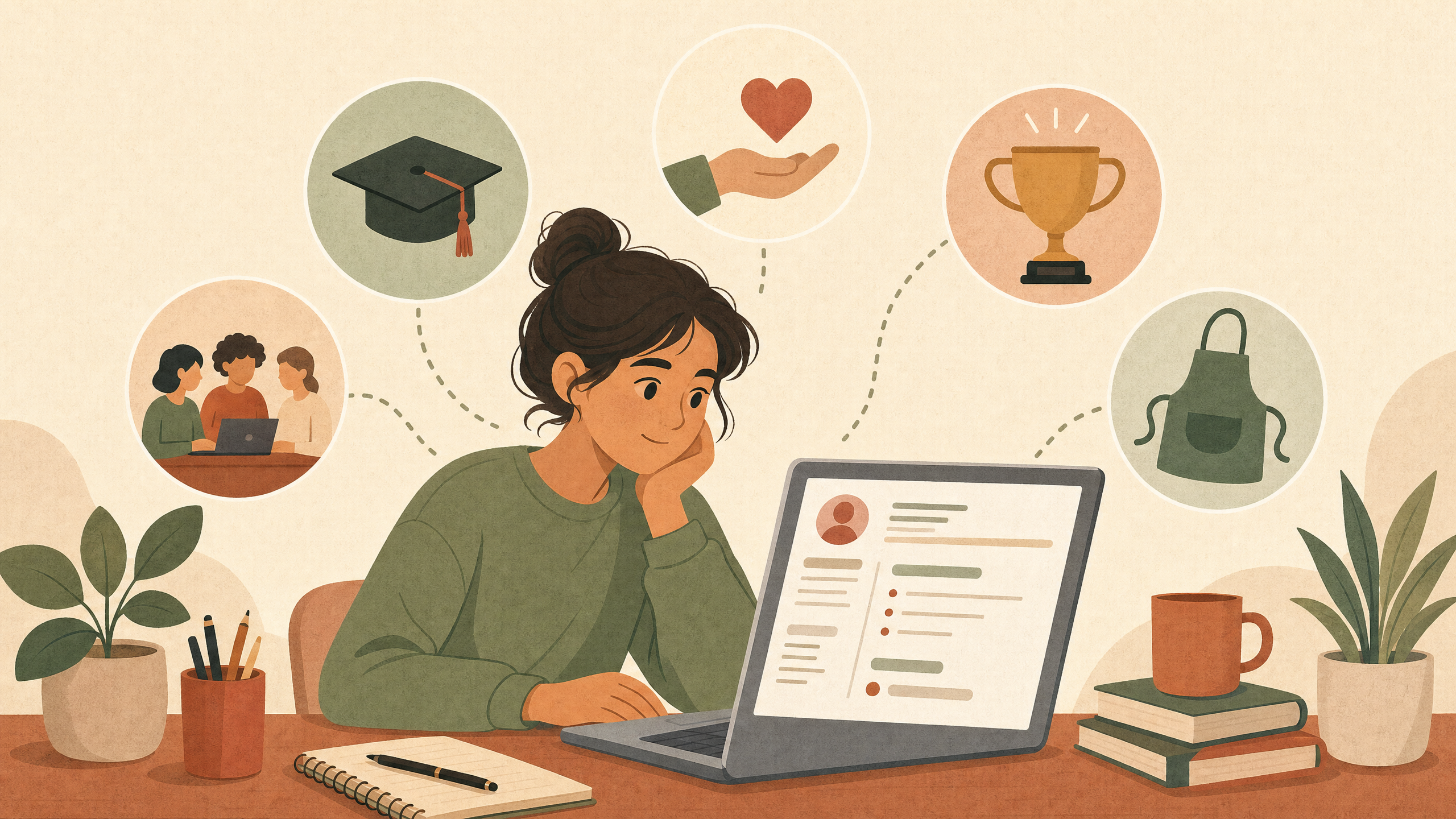 Illustration of a student building their first resume