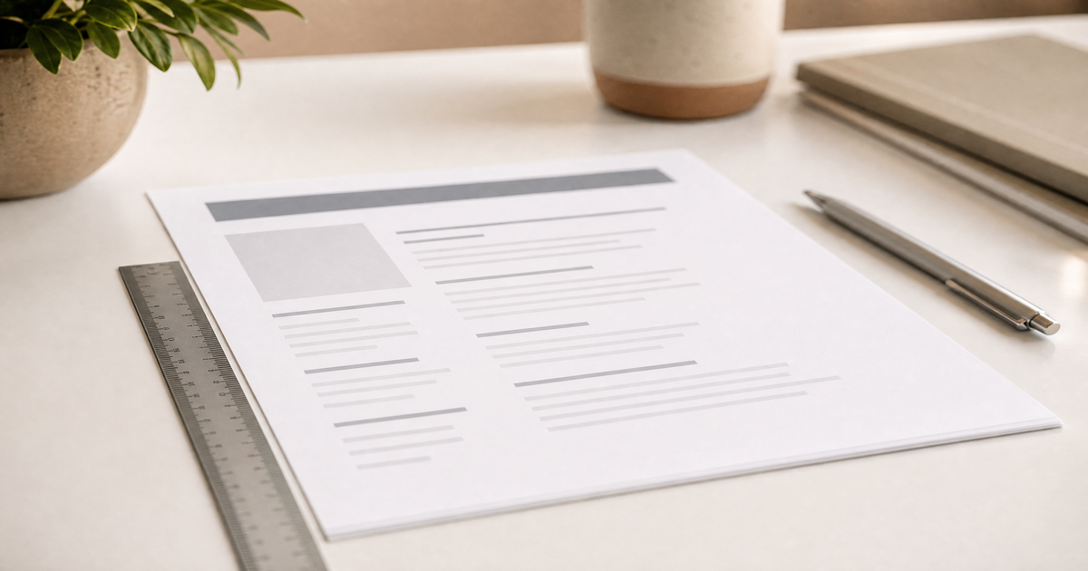 Resume margins: Standard size and rules.