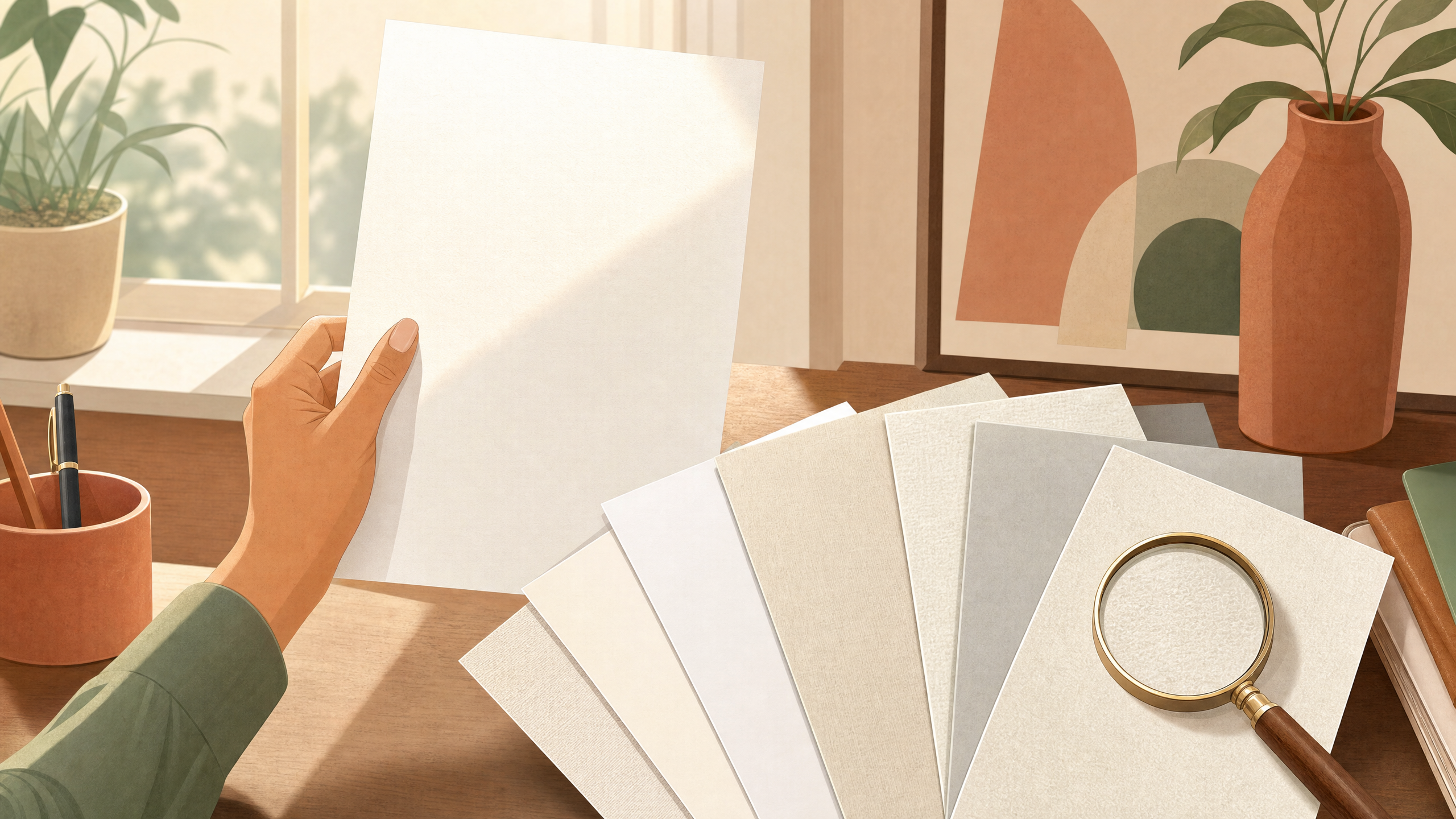 A stack of high-quality resume paper in different textures and colors