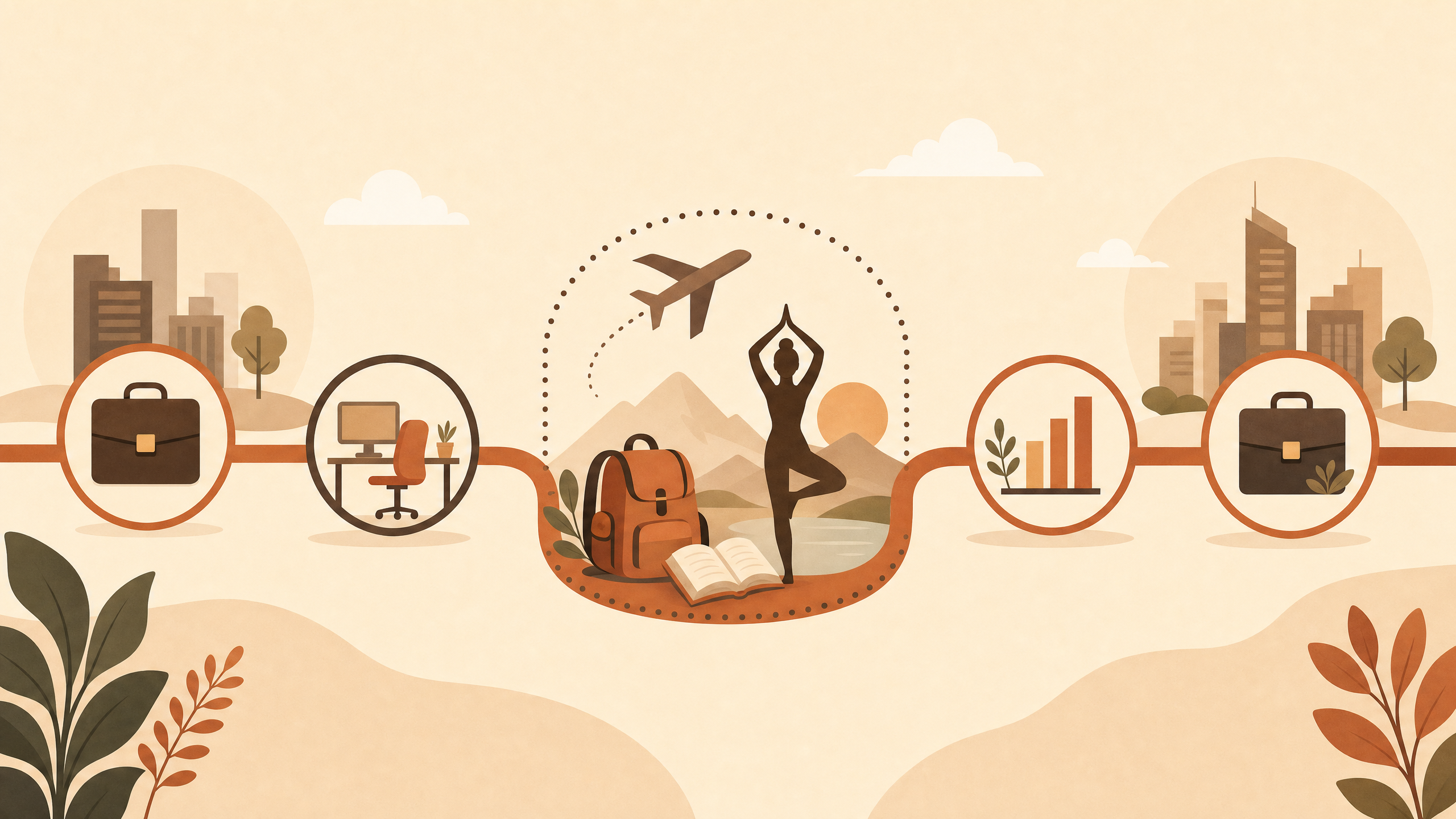 Illustration of a person relaxing in a hammock, representing a sabbatical or career break