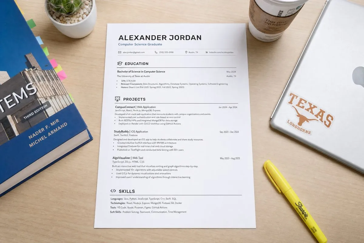 New grad & entry-level resume templates resume example on a desk
